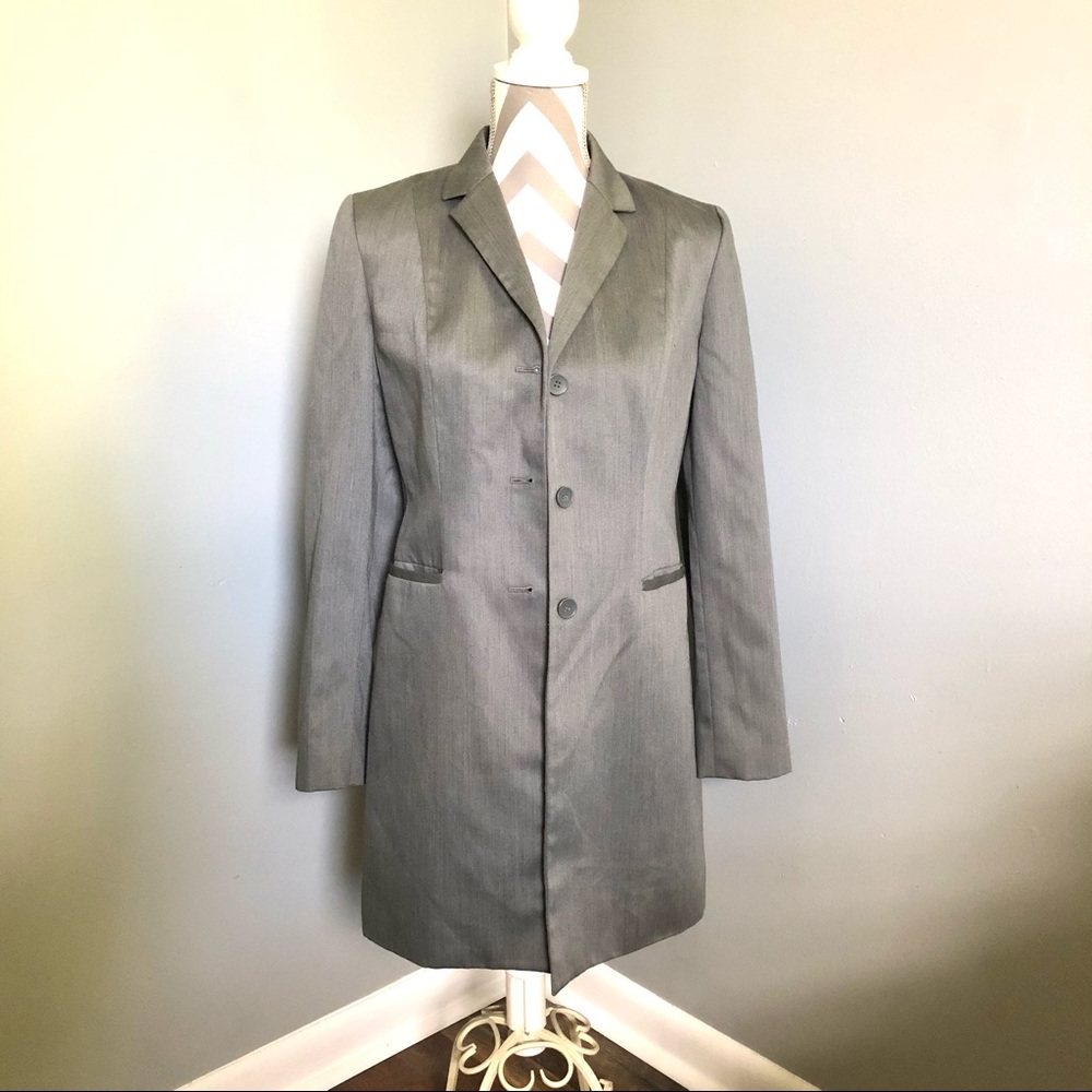 Ann Taylor LOFT Long Grey Dress Jacket